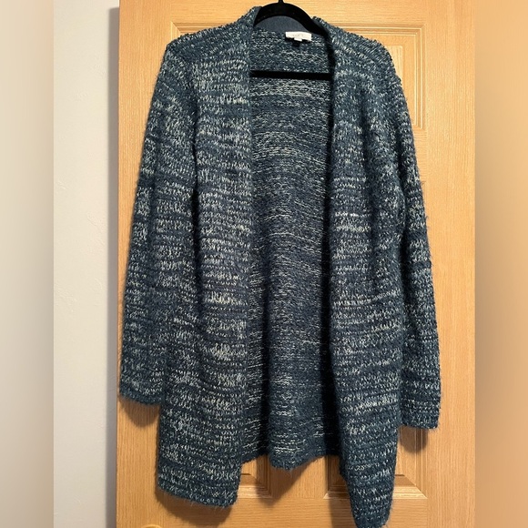LOFT Sweaters - Loft Blue Marled Flecked Open Cardigan Sweater